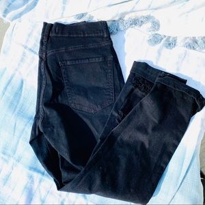 Distressed black jeans boyfriend